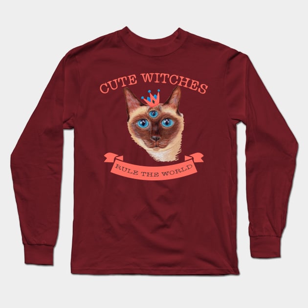 Cute Witches rule the world three eyed cat Long Sleeve T-Shirt by tatadonets